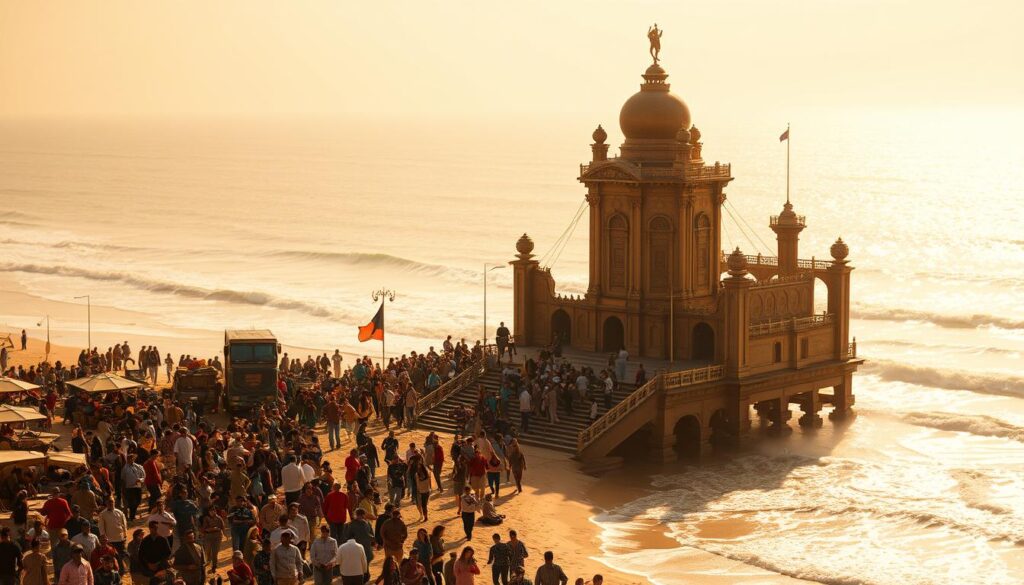 Bollywood film set and beach fusion in Mumbai
